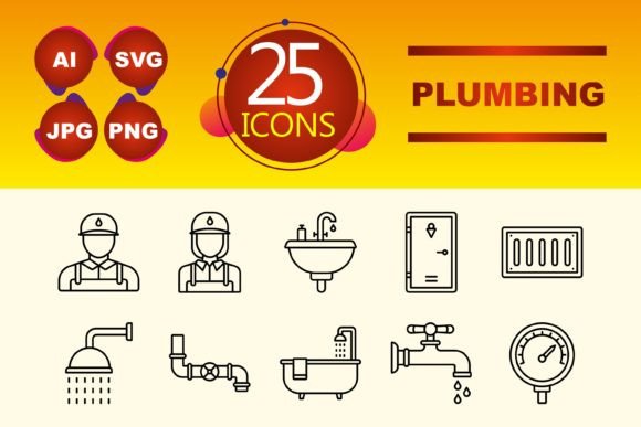 Plumbing Graphics and Icons for Digital Sellers